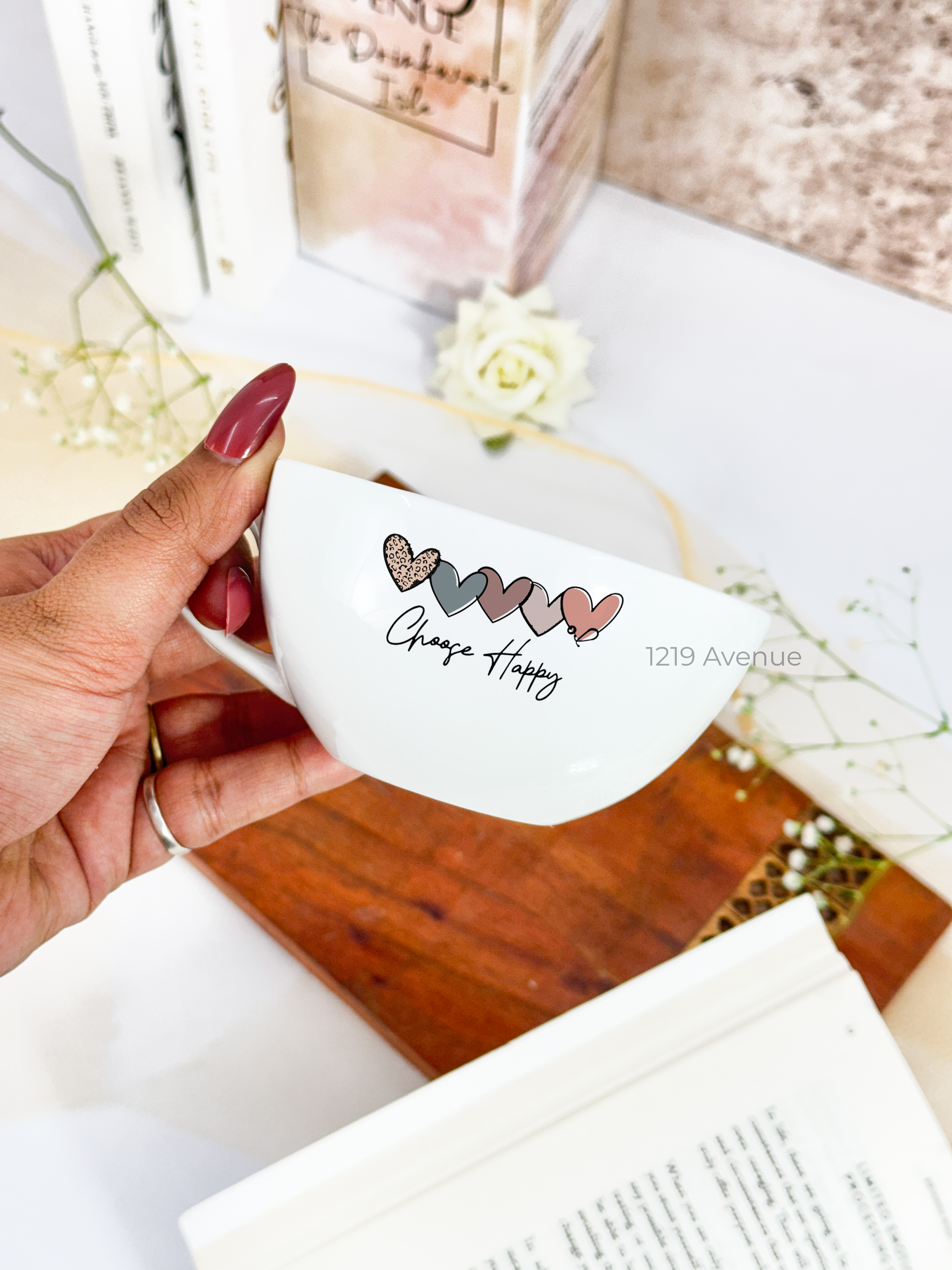 Brawny Ceramic Cups | 250ml |Choose Happy Permanent Print | Premium Ceramic Mugs 1219 Avenue