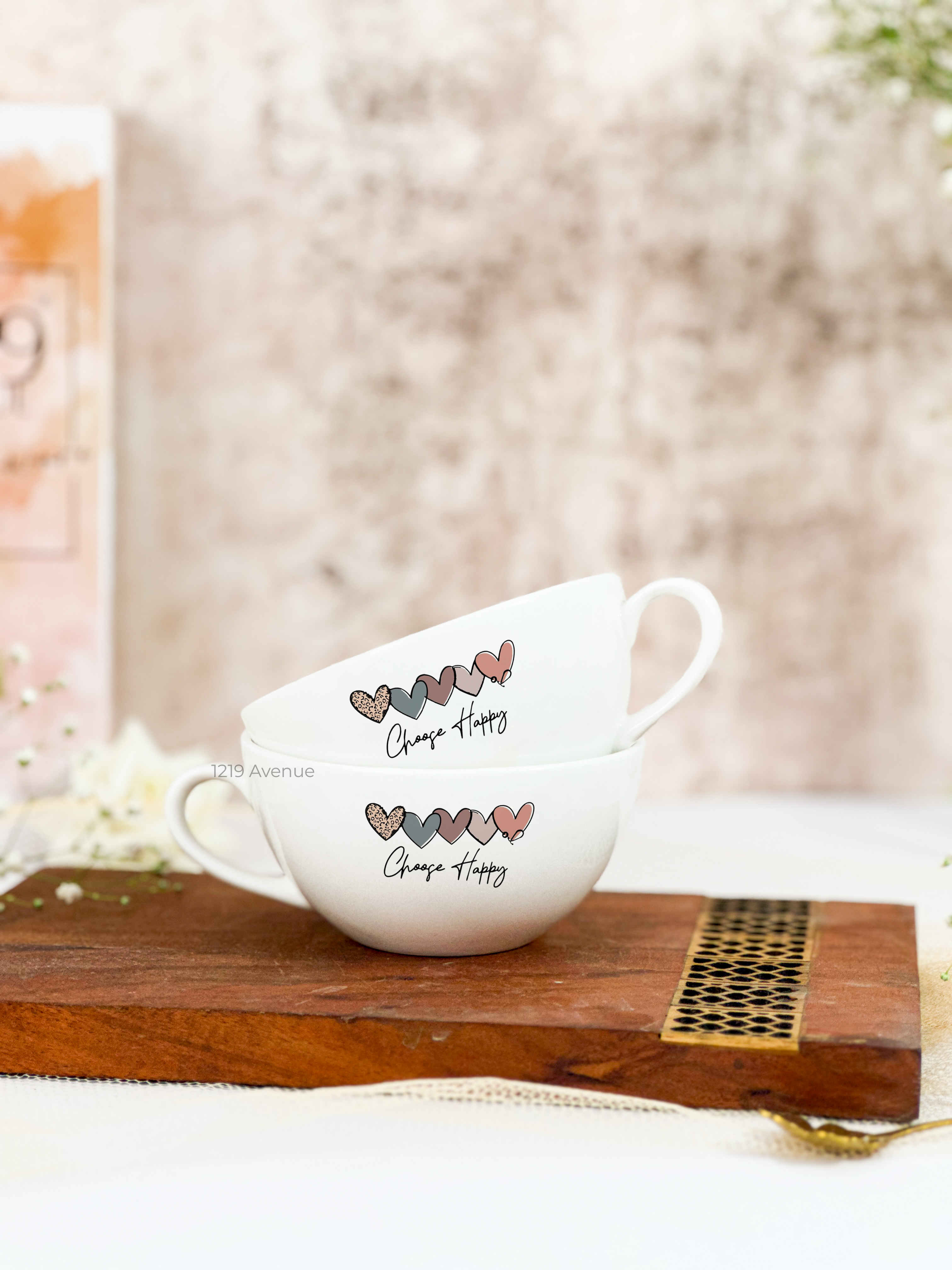 Brawny Ceramic Cups | 250ml |Choose Happy Permanent Print | Premium Ceramic Mugs 1219 Avenue