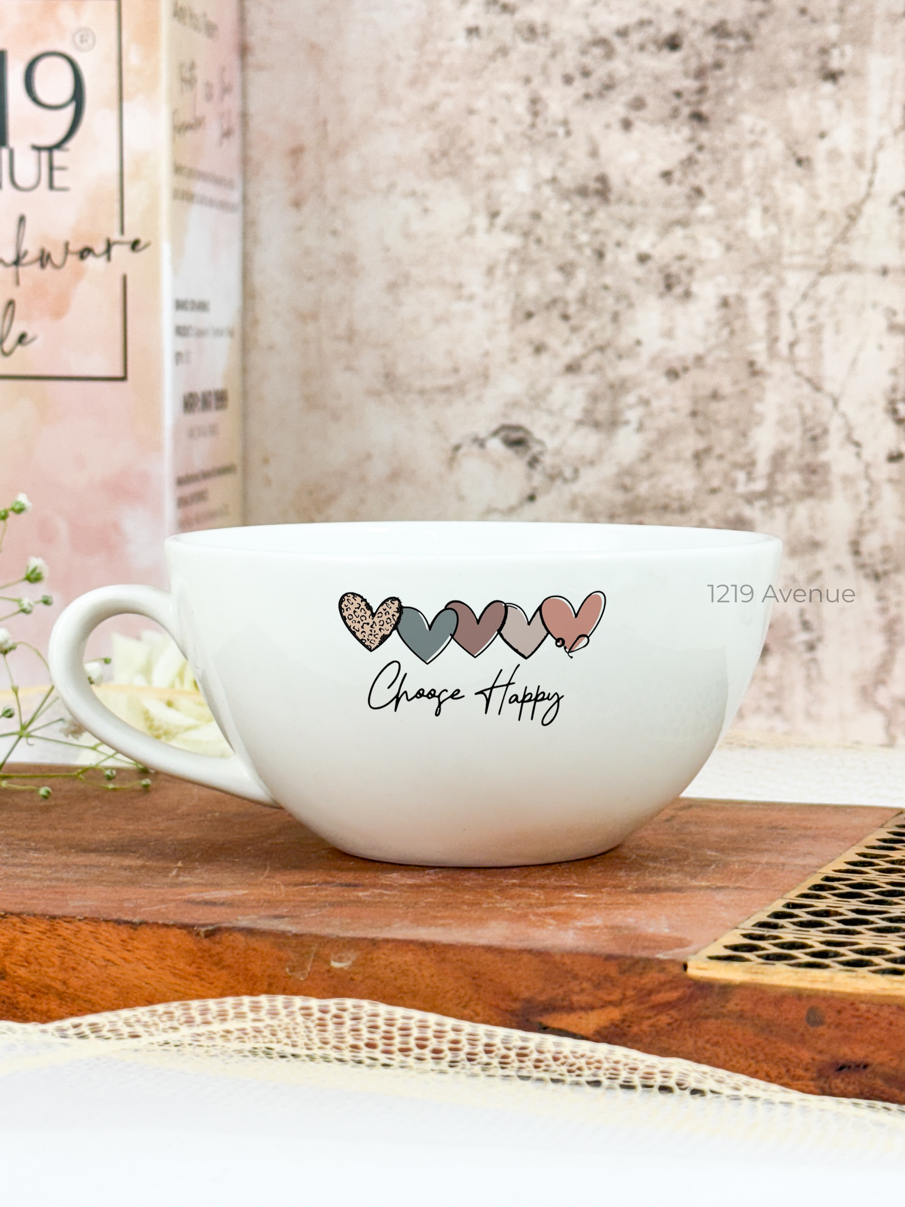 Brawny Ceramic Cups | 250ml |Choose Happy Permanent Print | Premium Ceramic Mugs 1219 Avenue