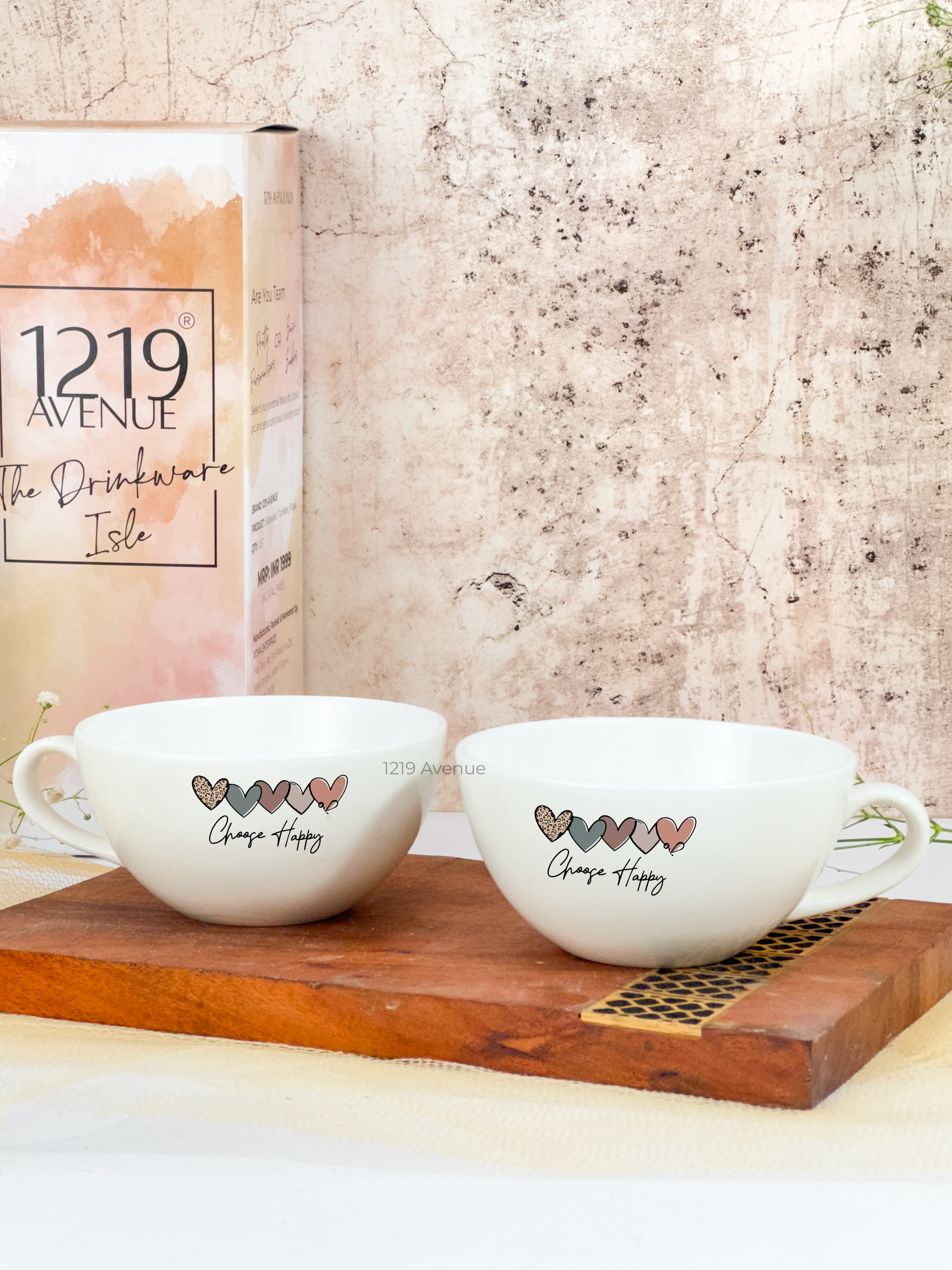 Brawny Ceramic Cups | 250ml |Choose Happy Permanent Print | Premium Ceramic Mugs 1219 Avenue