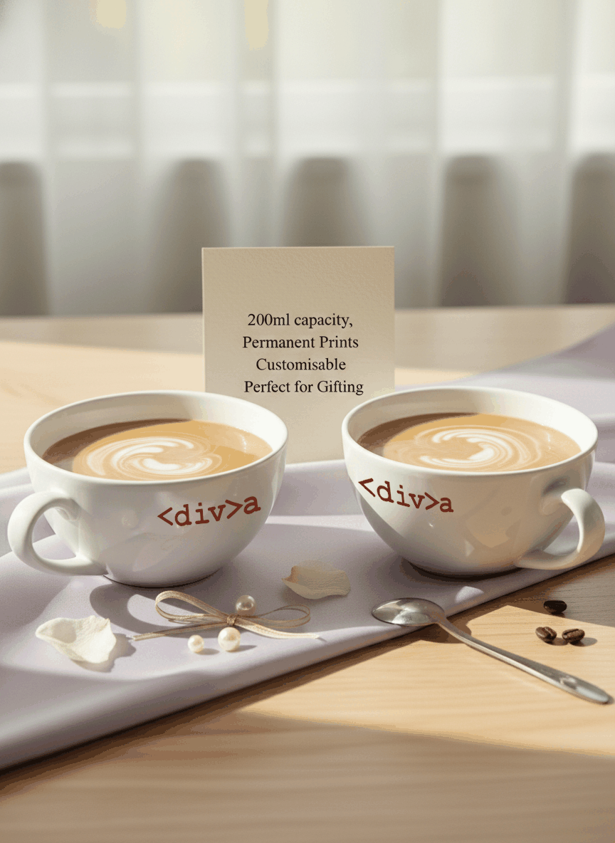 Brawny Ceramic Cups | 250ml |Diva Permanent Print | Premium Ceramic Mugs 1219 Avenue