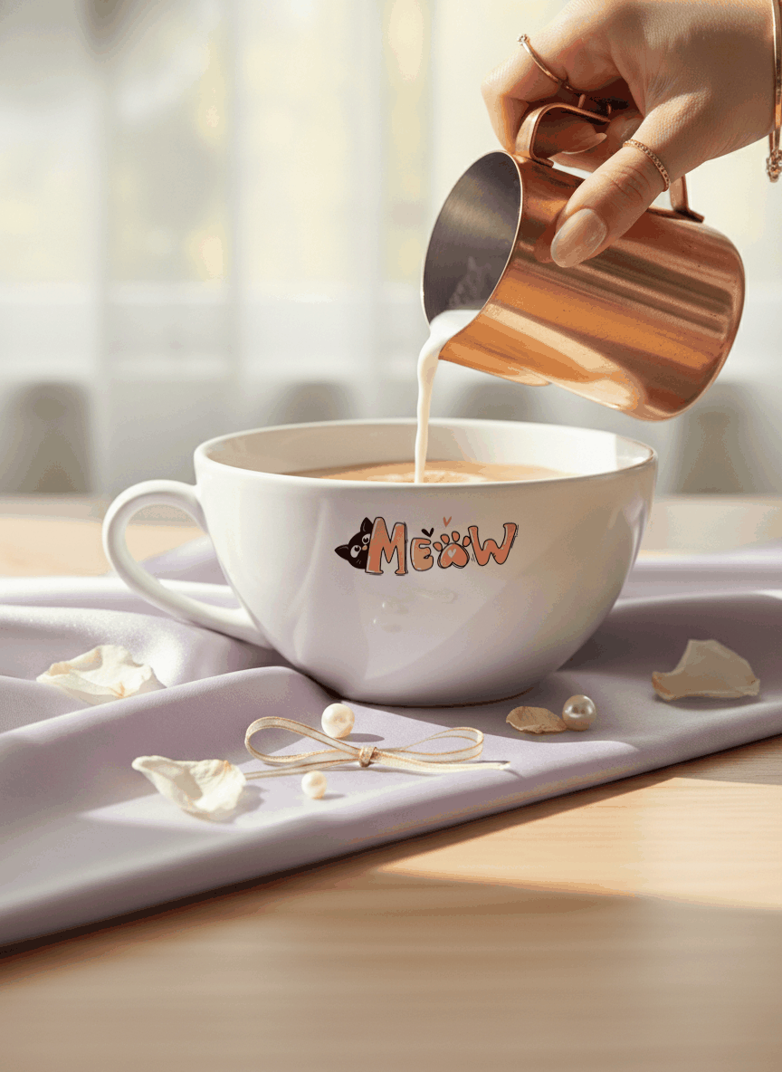 Brawny Ceramic Cups | 250ml |Meow Permanent Print | Premium Ceramic Mugs 1219 Avenue