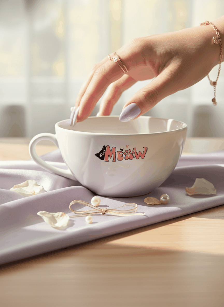 Brawny Ceramic Cups | 250ml |Meow Permanent Print | Premium Ceramic Mugs 1219 Avenue