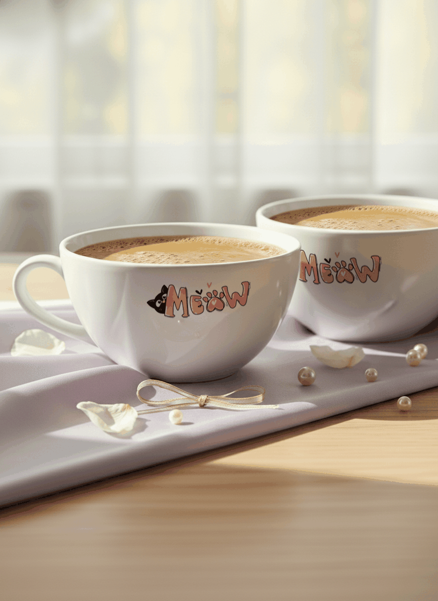 Brawny Ceramic Cups | 250ml |Meow Permanent Print | Premium Ceramic Mugs 1219 Avenue