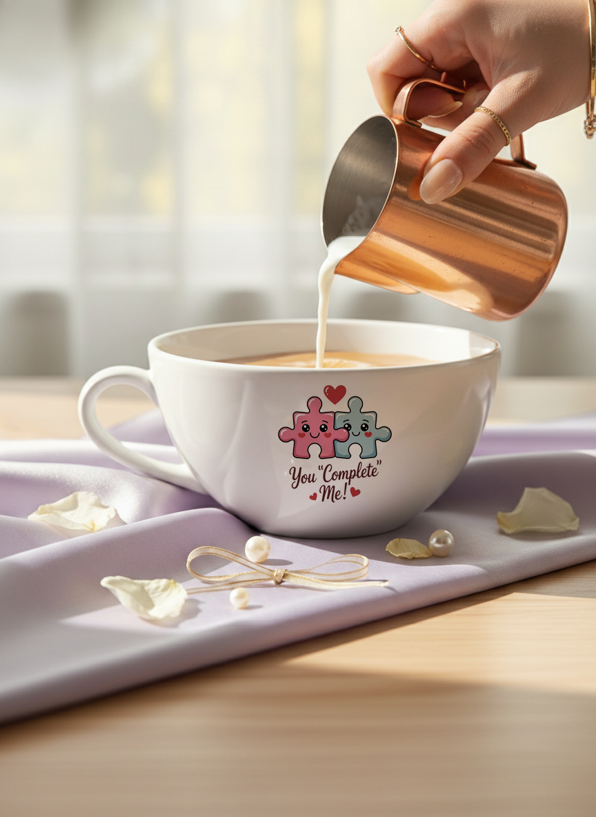 Brawny Ceramic Cups | 250ml |You Complete Me Permanent Print | Premium Ceramic Mugs 1219 Avenue