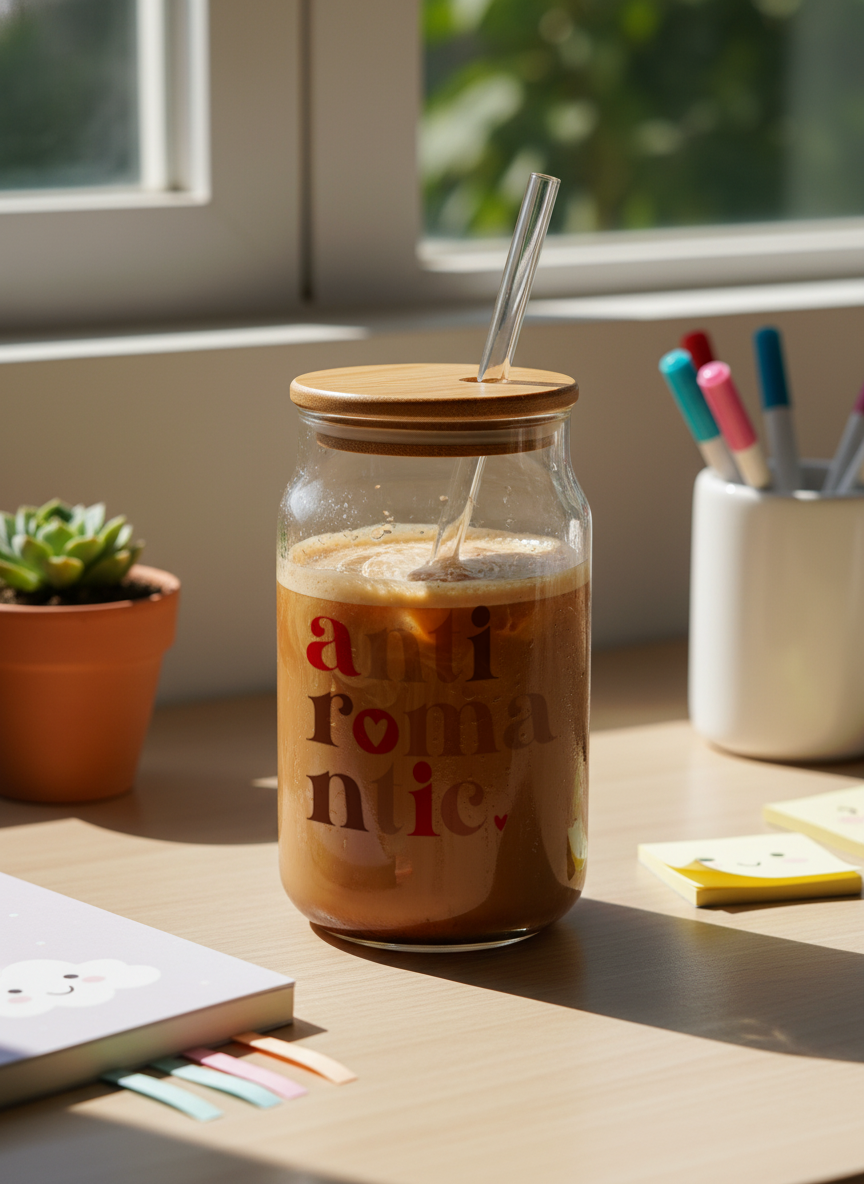 Can Shaped Sipper 500ml| Anti Romantic Print | 18oz Can Tumbler with lid, straw and coaster. 1219 Avenue India