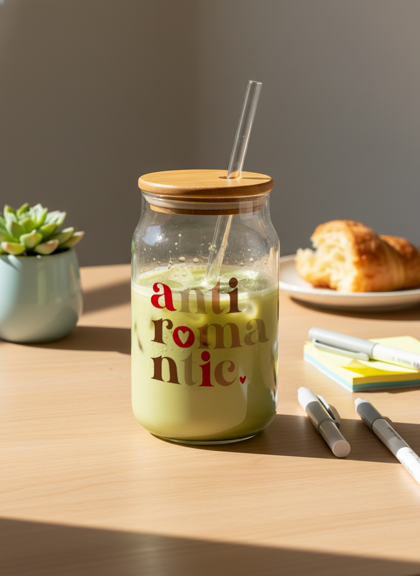 Can Shaped Sipper 500ml| Anti Romantic Print | 18oz Can Tumbler with lid, straw and coaster. 1219 Avenue India