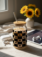 Can Shaped Sipper 500ml| Bold Heart Matrix Print | 18oz Can Tumbler with lid, straw 1219 Avenue India