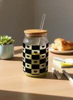 Can Shaped Sipper 500ml| Bold Heart Matrix Print | 18oz Can Tumbler with lid, straw 1219 Avenue India