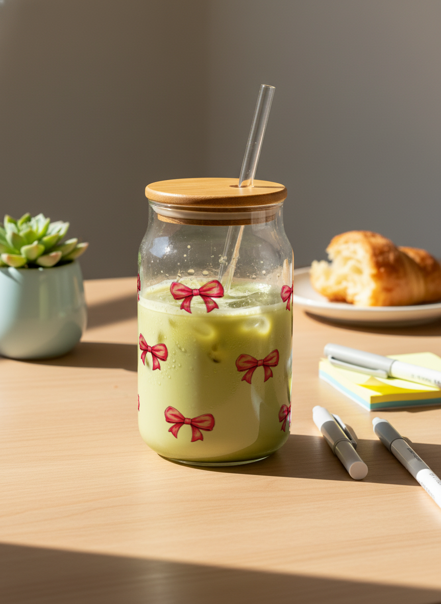 Can Shaped Sipper 500ml| Bows All Over|Tumbler with lid and straw 1219 Avenue India