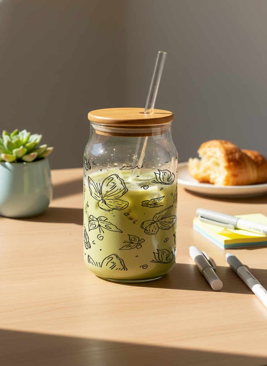 Can Shaped Sipper 500ml| Butterfly Whisper| Tumbler with lid and straw 1219 Avenue India