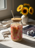 Can Shaped Sipper 500ml| Floral Gingham Print | 18oz Can Tumbler with lid, straw 1219 Avenue