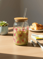 Can Shaped Sipper 500ml| Floral Gingham Print | 18oz Can Tumbler with lid, straw 1219 Avenue