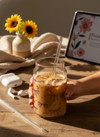 Can Shaped Sipper 500ml| Latte Bows Print | 18oz Can Tumbler with lid, straw 1219 Avenue India