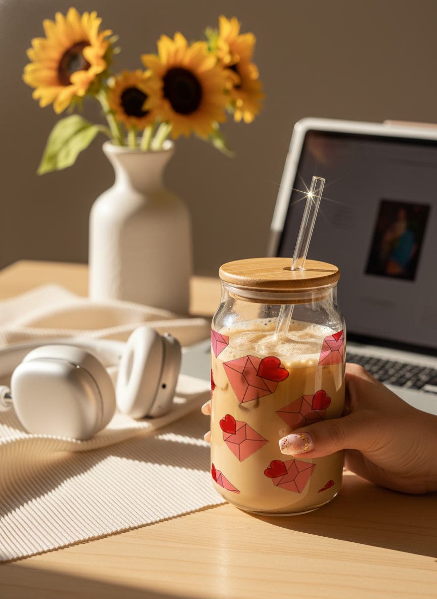 Can Shaped Sipper 500ml| Love Notes| Tumbler with lid and straw 1219 Avenue India