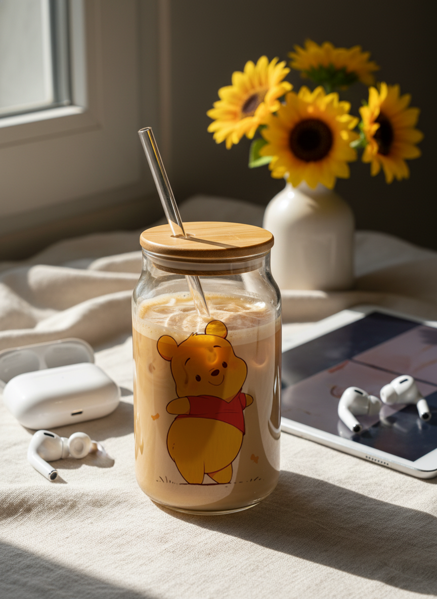 Can Shaped Sipper 500ml| Pooh| Tumbler with lid and straw 1219 Avenue India