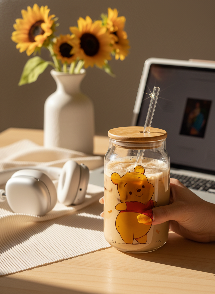 Can Shaped Sipper 500ml| Pooh| Tumbler with lid and straw 1219 Avenue India