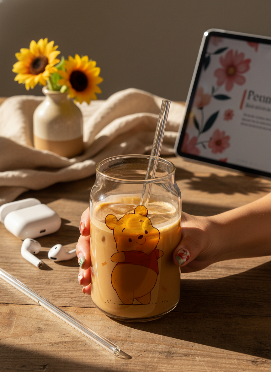 Can Shaped Sipper 500ml| Pooh| Tumbler with lid and straw 1219 Avenue India