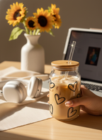 Can Shaped Sipper 500ml| Scribbled Heart | 18oz Can Tumbler with lid and straw 1219 Avenue India