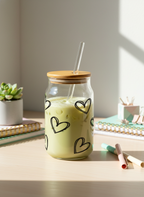 Can Shaped Sipper 500ml| Scribbled Heart | 18oz Can Tumbler with lid and straw 1219 Avenue India