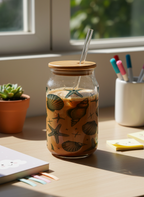 Can Shaped Sipper 500ml| Seaside Calm Print | 18oz Can Tumbler with lid, straw 1219 Avenue India