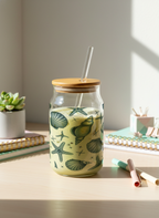 Can Shaped Sipper 500ml| Seaside Calm Print | 18oz Can Tumbler with lid, straw 1219 Avenue India