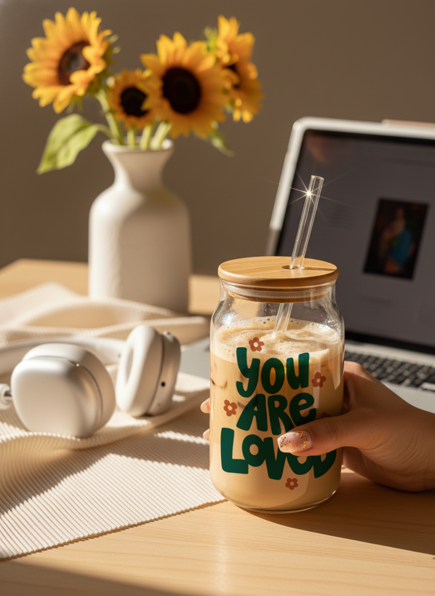 Can Shaped Sipper 500ml|You Are Loved Print | 18oz Can Tumbler with lid, straw 1219 Avenue India