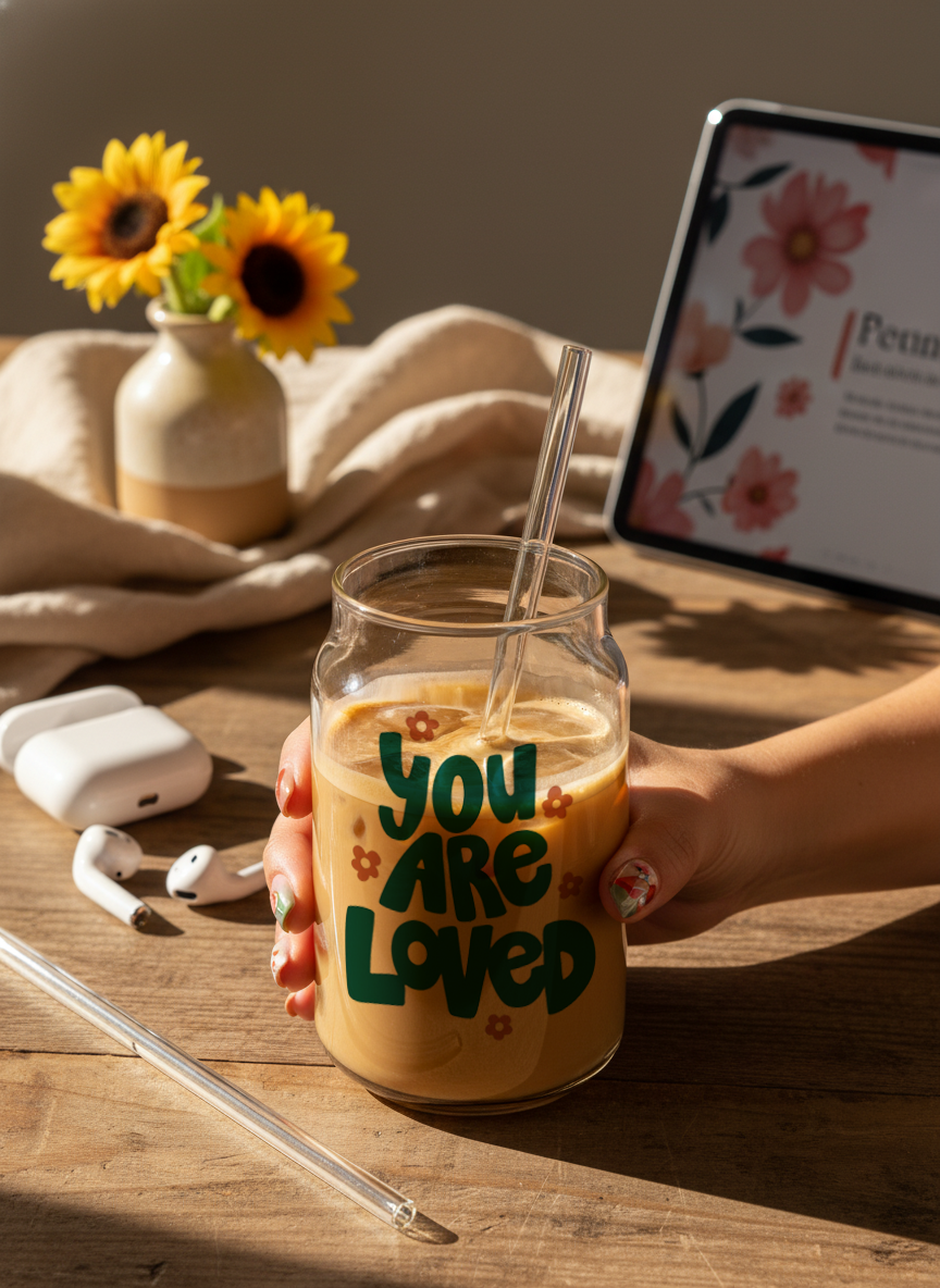 Can Shaped Sipper 500ml|You Are Loved Print | 18oz Can Tumbler with lid, straw 1219 Avenue India