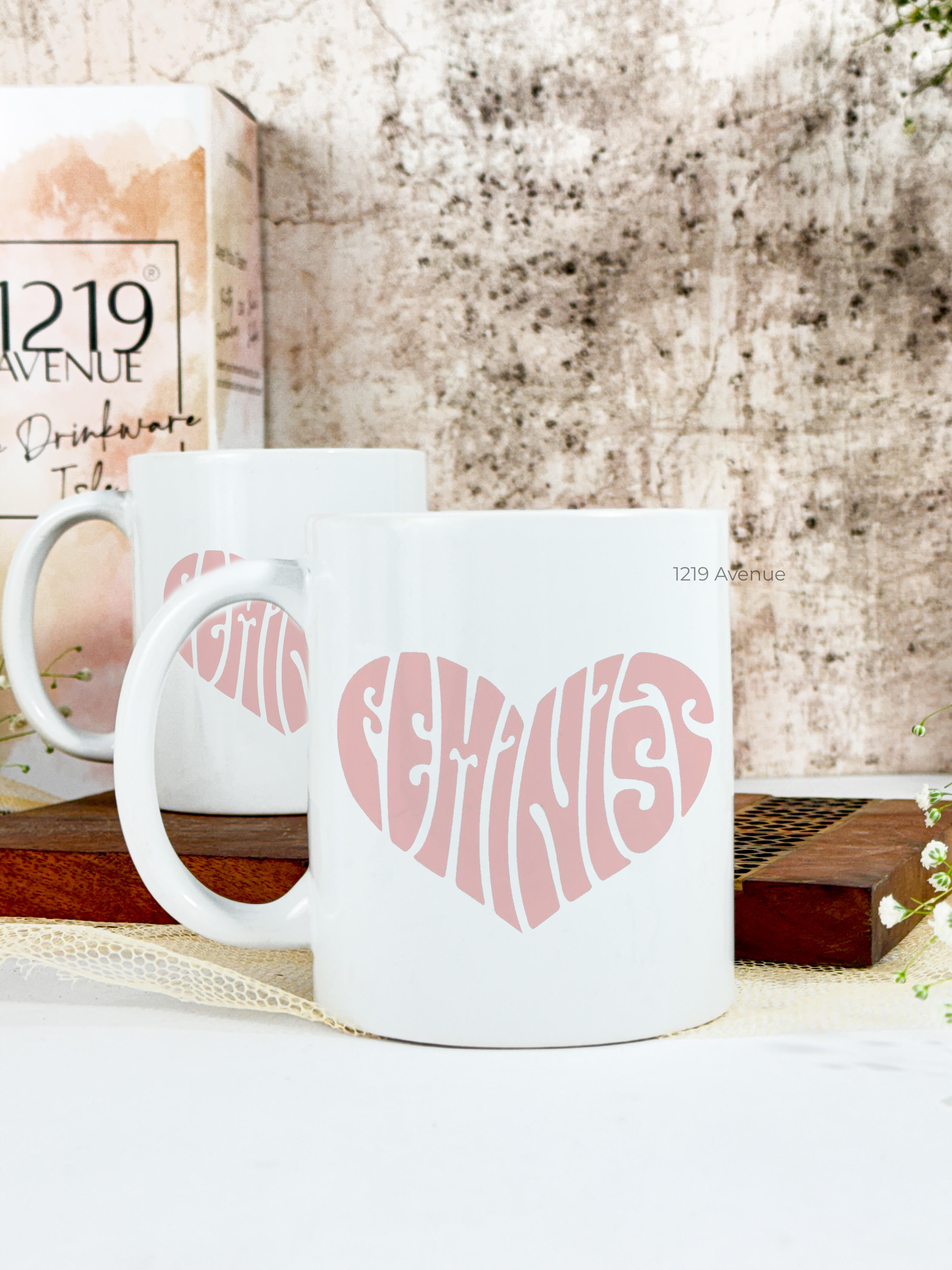 Ceramic White Mug 350ml | Feminist Print | Pocket Picks Mugs 1219 Avenue