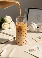 Clear Grande Sipper 650ml| Benji Hearts Print| 650ml Coffee Tumbler with Straw and Lid 1219 Avenue India