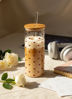 Clear Grande Sipper 650ml| Benji Hearts Print| 650ml Coffee Tumbler with Straw and Lid 1219 Avenue India