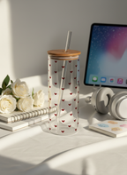 Clear Grande Sipper 650ml| Benji Hearts Print| 650ml Coffee Tumbler with Straw and Lid 1219 Avenue India