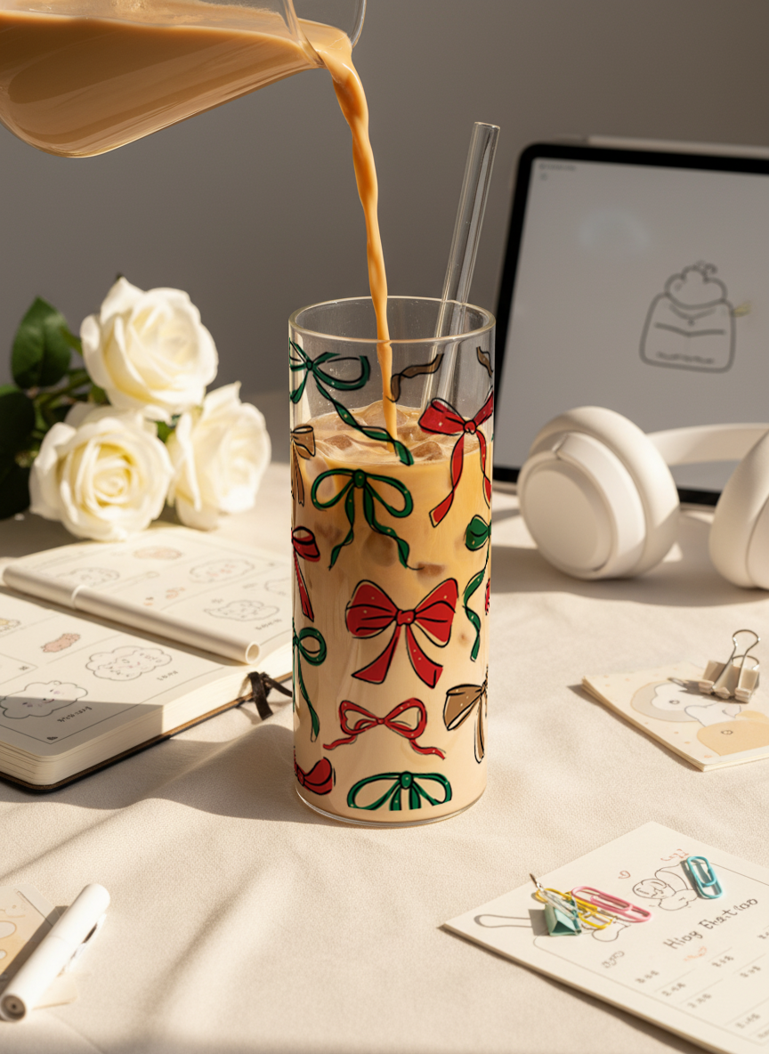 Clear Grande Sipper 650ml|Bow And Grace Print| 600ml Coffee Tumbler with Straw and Lid 1219 Avenue India