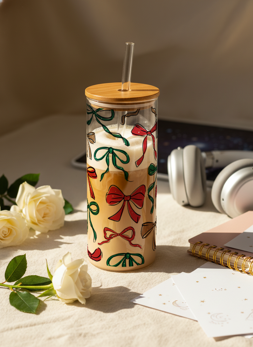 Clear Grande Sipper 650ml|Bow And Grace Print| 600ml Coffee Tumbler with Straw and Lid 1219 Avenue India