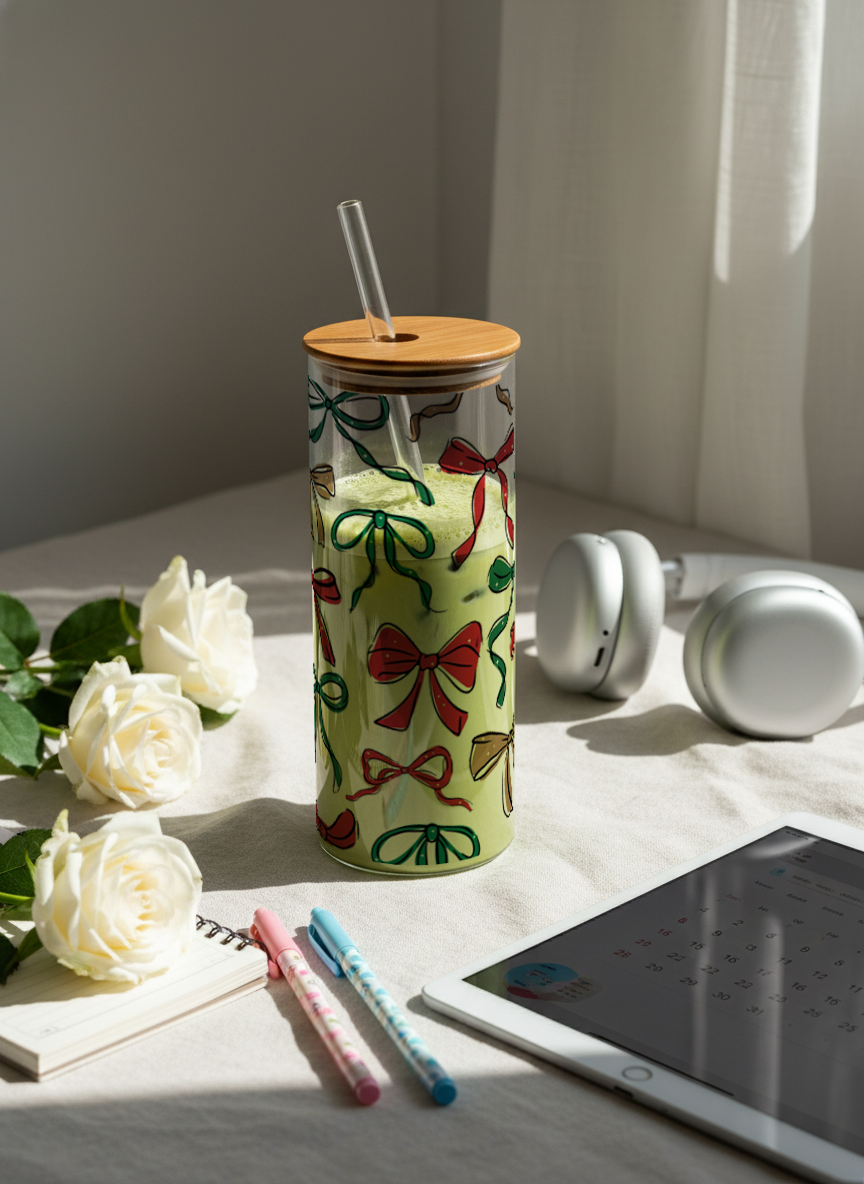 Clear Grande Sipper 650ml|Bow And Grace Print| 600ml Coffee Tumbler with Straw and Lid 1219 Avenue India