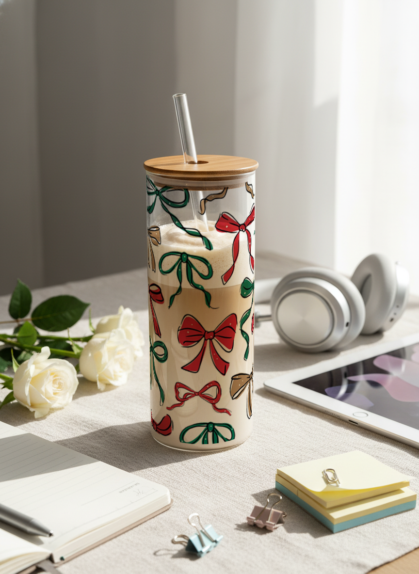 Clear Grande Sipper 650ml|Bow And Grace Print| 600ml Coffee Tumbler with Straw and Lid 1219 Avenue India