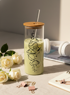Clear Grande Sipper 650ml| Celestial Print| 650ml Coffee Tumbler with Straw and Lid 1219 Avenue India