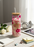 Clear Grande Sipper 650ml|Heart Doodle Print| 600ml Coffee Tumbler with Straw and Lid 1219 Avenue India