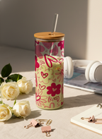 Clear Grande Sipper 650ml|Heart Doodle Print| 600ml Coffee Tumbler with Straw and Lid 1219 Avenue India