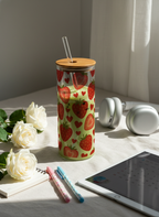Clear Grande Sipper 650ml| Strawberry Burst Print| 600ml Coffee Tumbler with Straw and Lid 1219 Avenue India