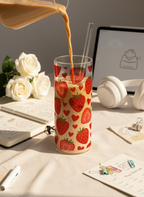 Clear Grande Sipper 650ml| Strawberry Burst Print| 600ml Coffee Tumbler with Straw and Lid 1219 Avenue India