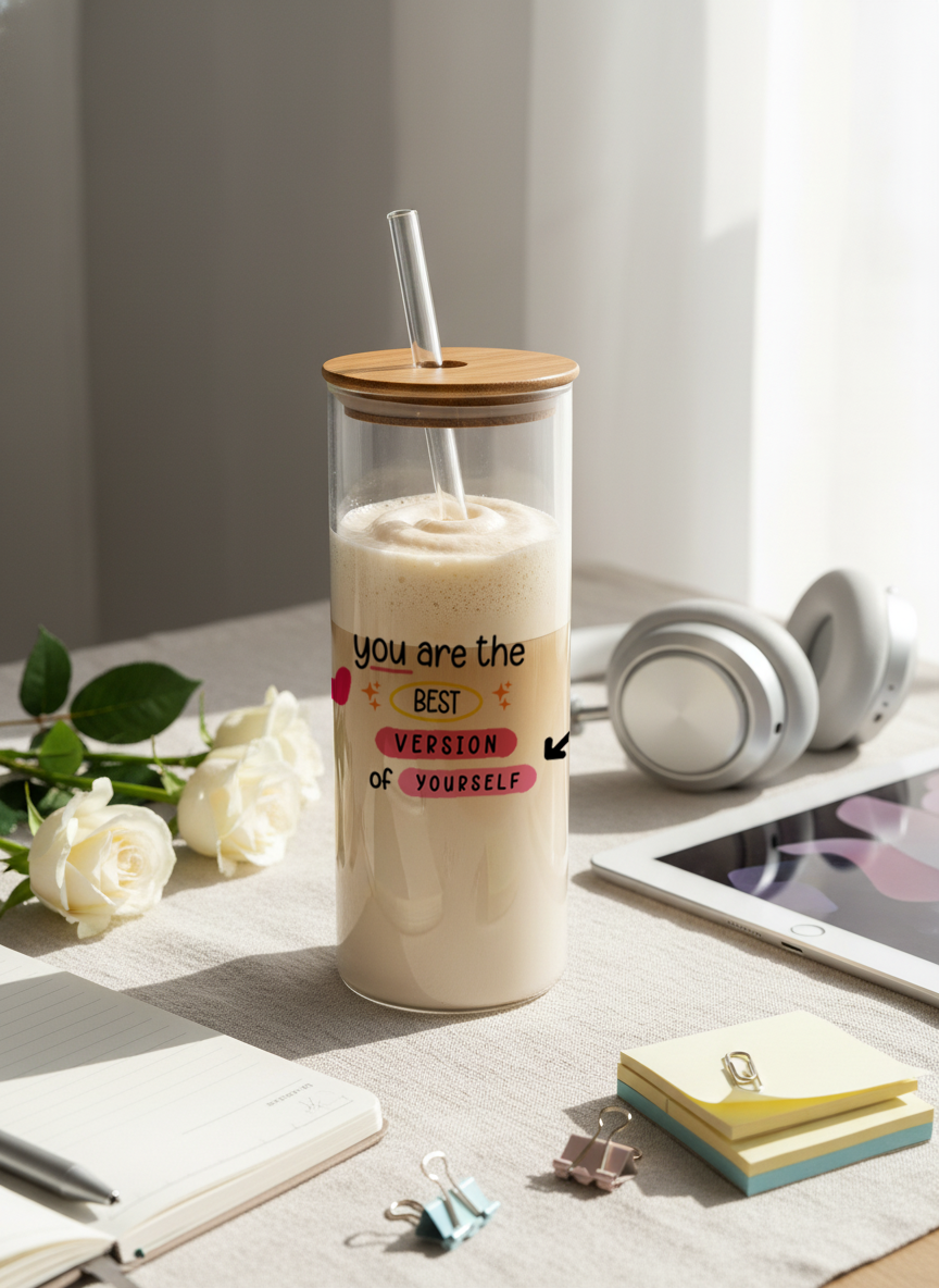 Clear Grande Sipper 650ml| You're the Best Print| 600ml Coffee Tumbler with Straw and Lid 1219 Avenue India