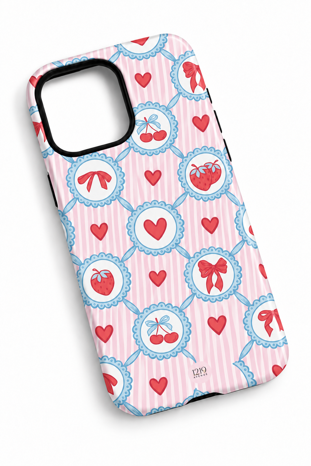 Cloud Skin Case for iPhone 14 to 17 Series| Berry Charm Print | Premium 3D Hard Shell Cover 1219 Avenue