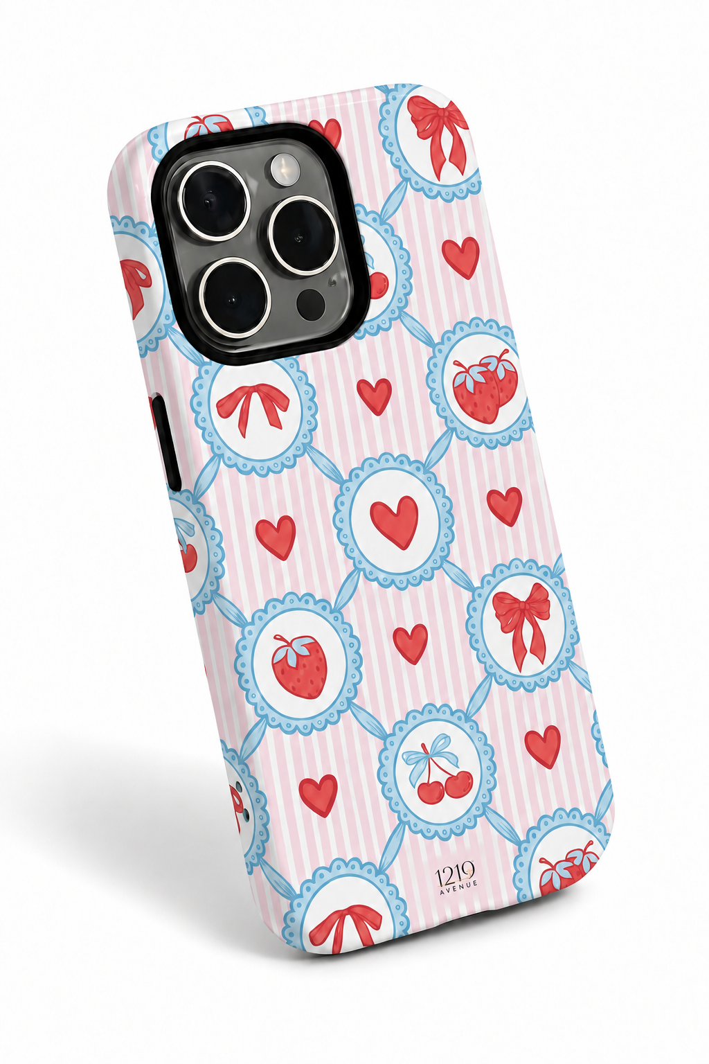 Cloud Skin Case for iPhone 14 to 17 Series| Berry Charm Print | Premium 3D Hard Shell Cover 1219 Avenue