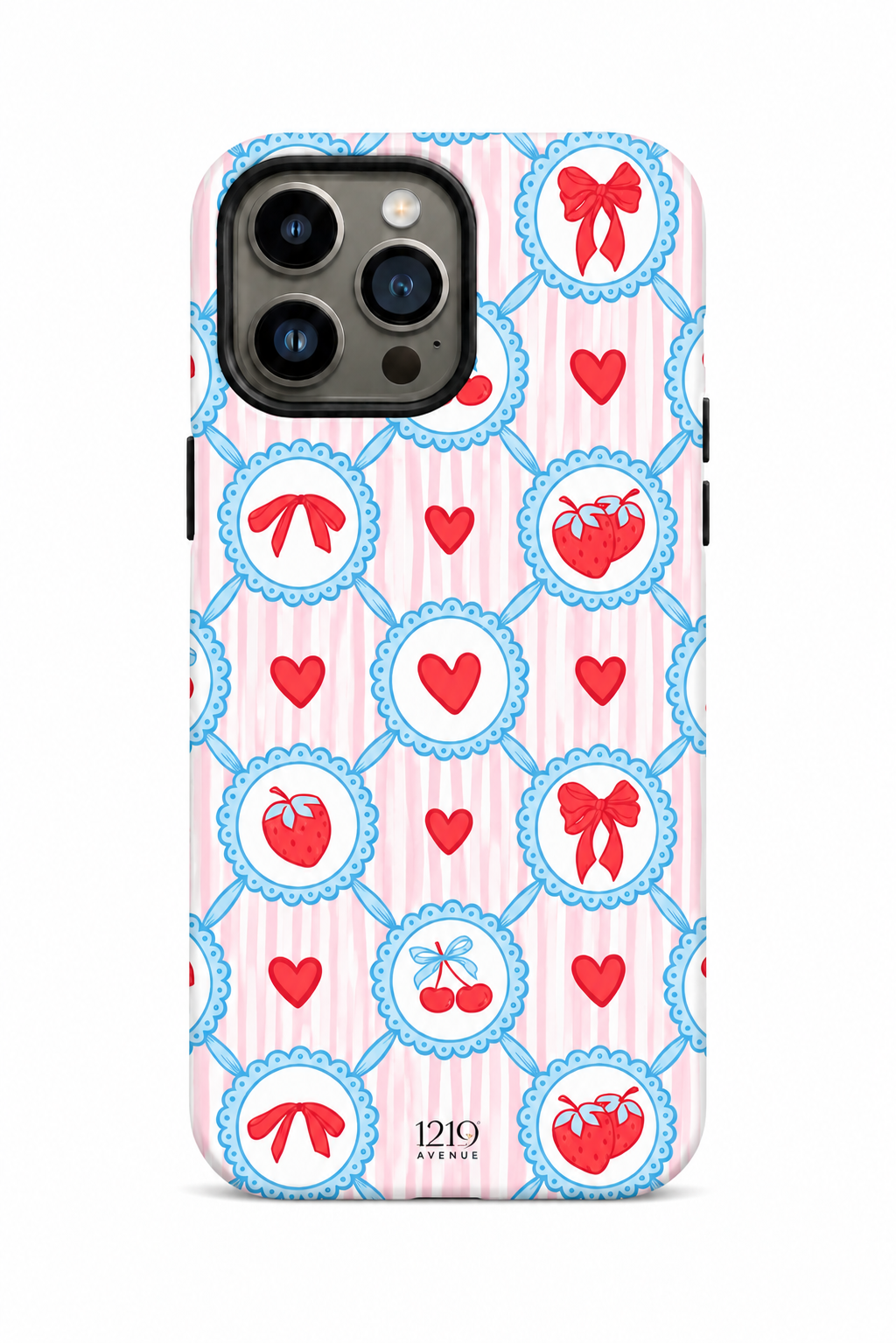 Cloud Skin Case for iPhone 14 to 17 Series| Berry Charm Print | Premium 3D Hard Shell Cover 1219 Avenue
