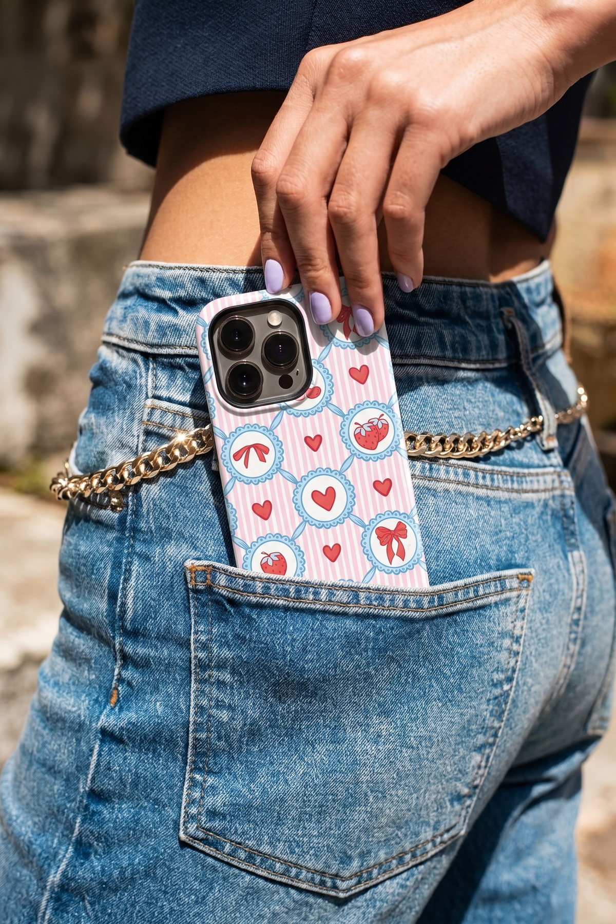 Cloud Skin Case for iPhone 14 to 17 Series| Berry Charm Print | Premium 3D Hard Shell Cover 1219 Avenue