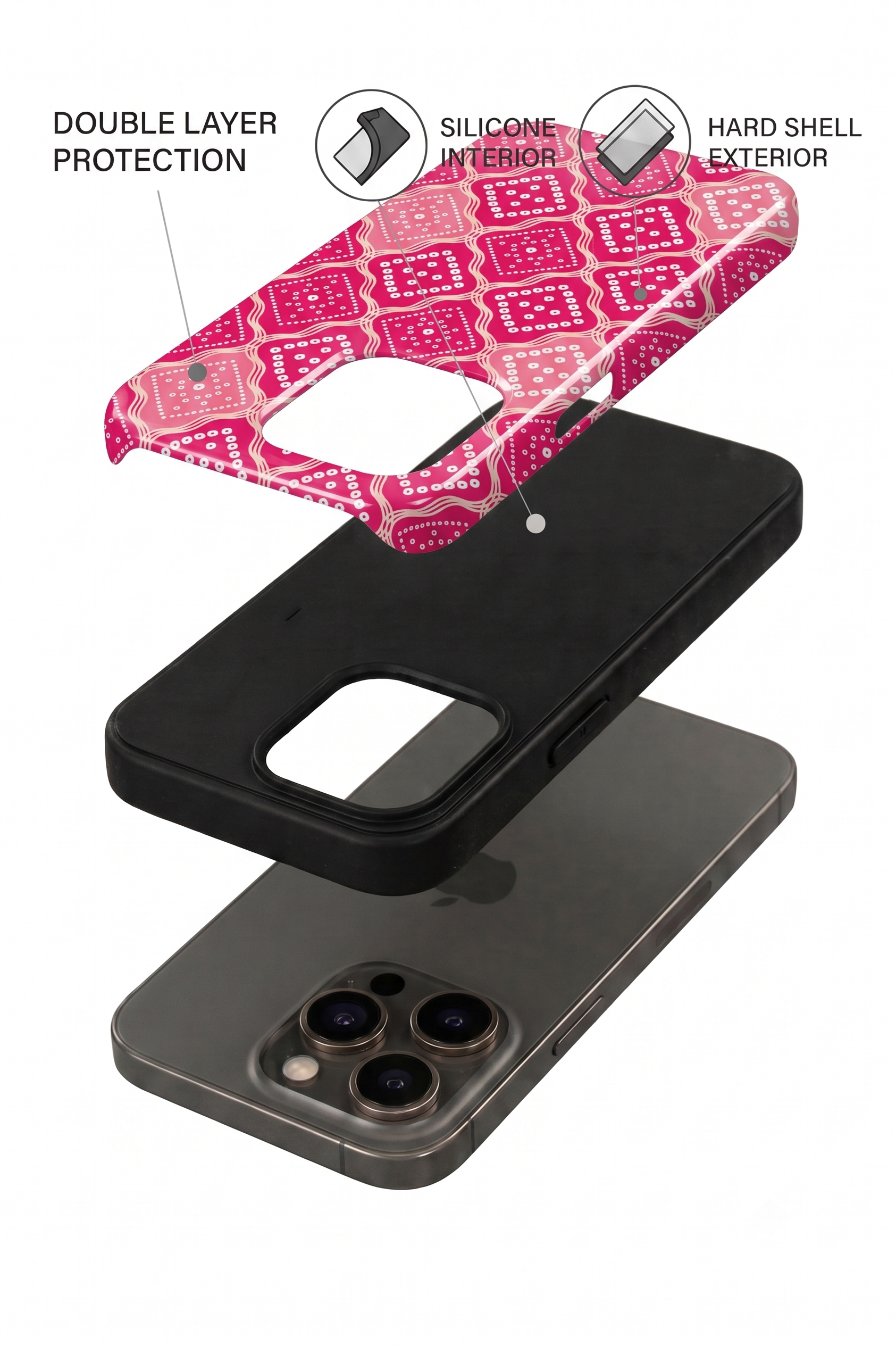Cloud Skin Case for iPhone 14 to 17 Series| Candy Check Print | Premium 3D Hard Shell Cover 1219 Avenue