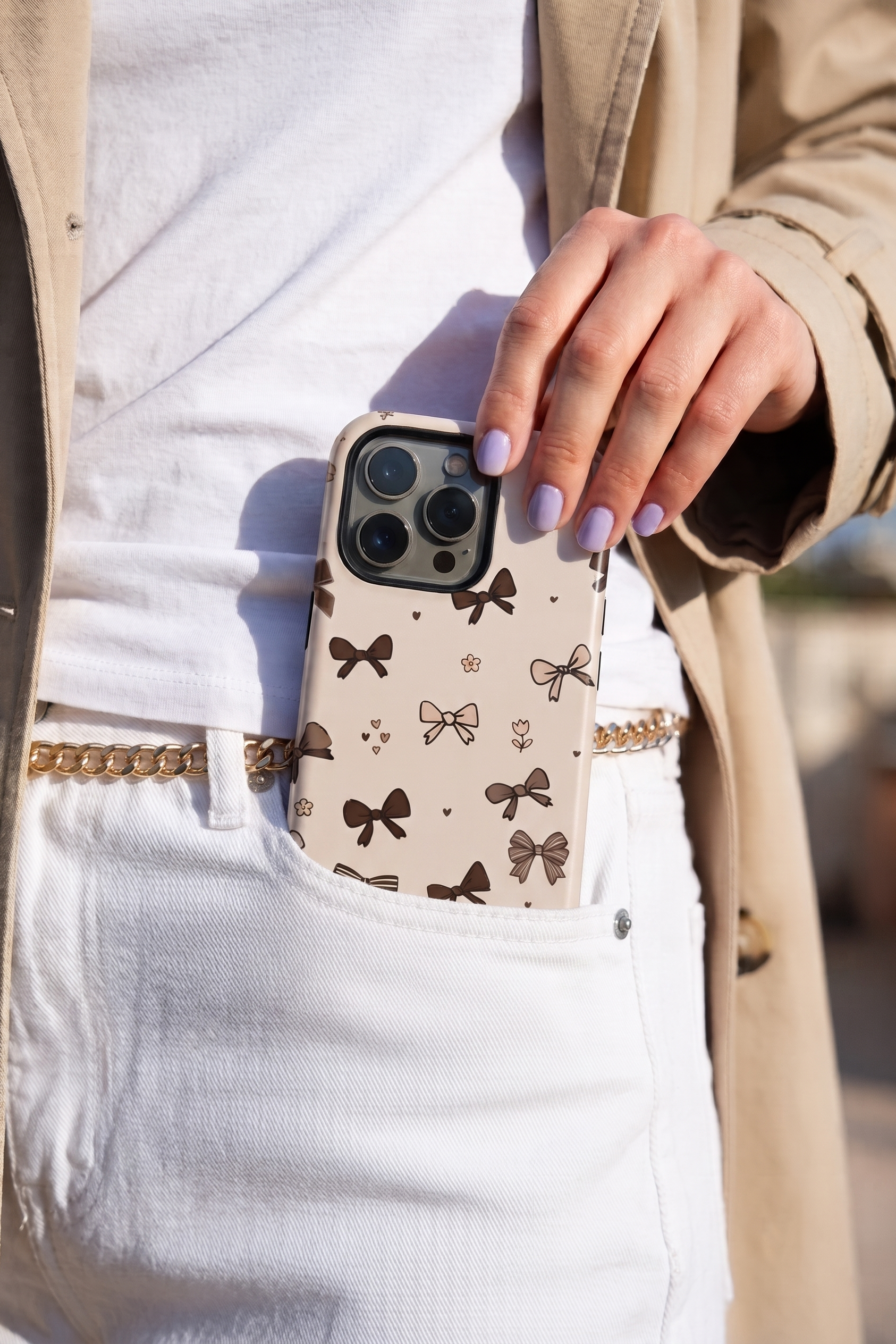 Cloud Skin Case for iPhone 14 to 17 Series| Cute Cocoa Bows Print | Premium 3D Hard Shell Cover 1219 Avenue