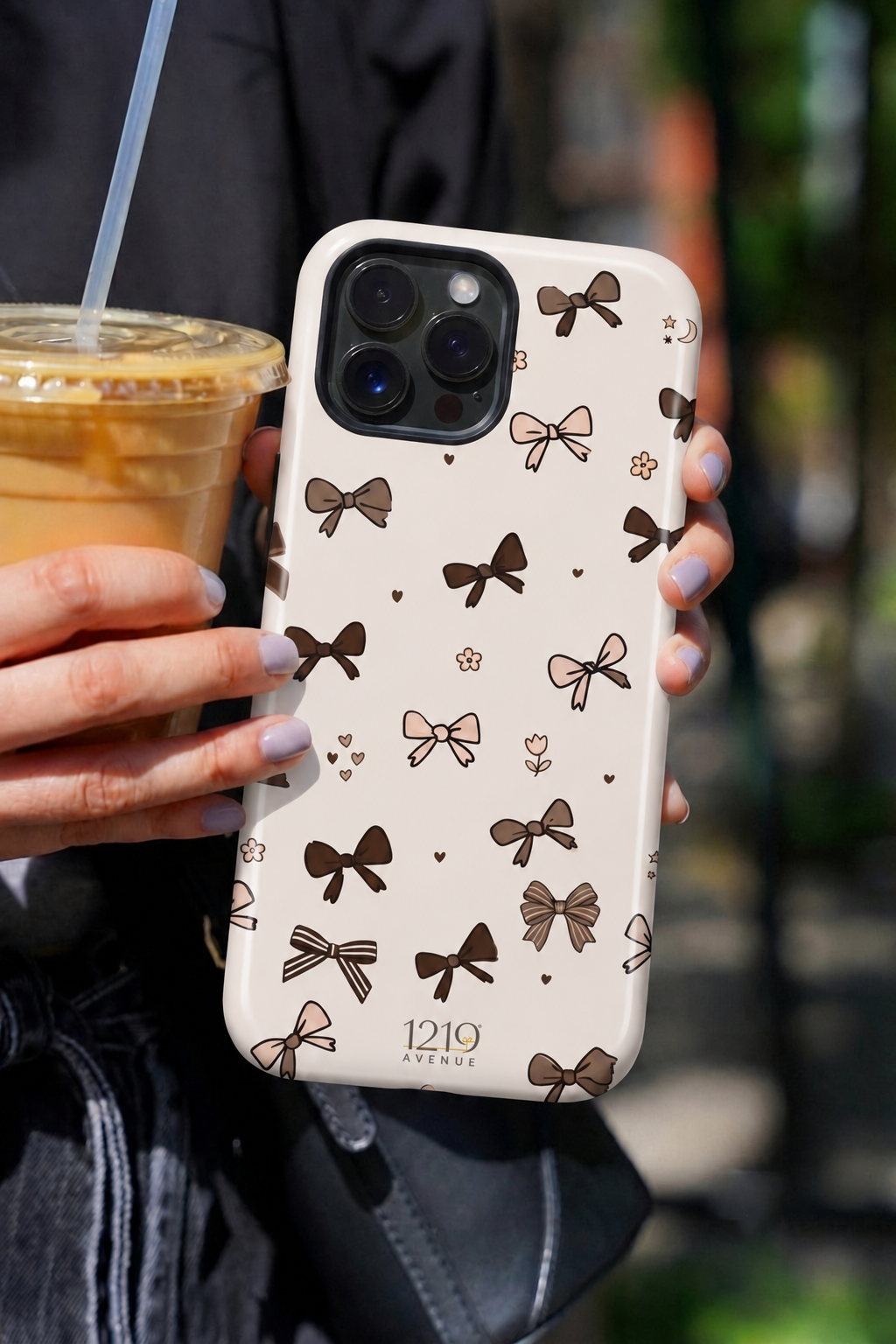 Cloud Skin Case for iPhone 14 to 17 Series| Cute Cocoa Bows Print | Premium 3D Hard Shell Cover 1219 Avenue