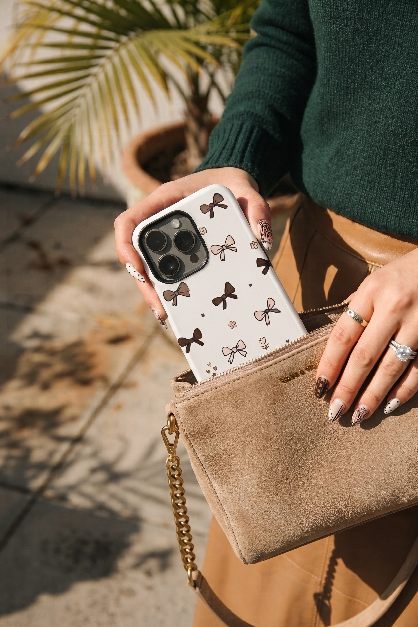 Cloud Skin Case for iPhone 14 to 17 Series| Cute Cocoa Bows Print | Premium 3D Hard Shell Cover 1219 Avenue